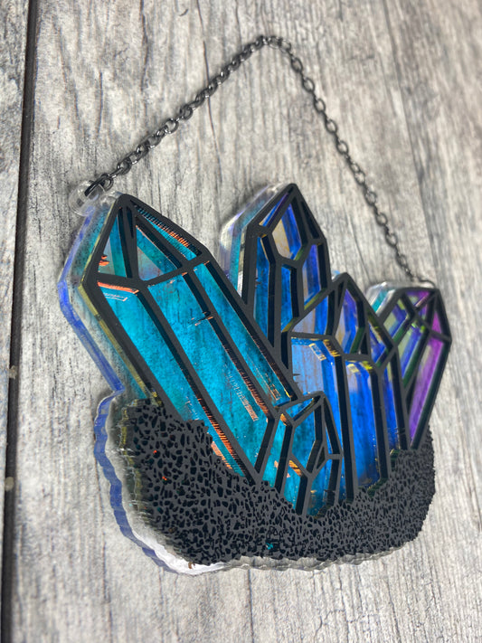 4” Druzy Cluster Rainbow Suncatcher