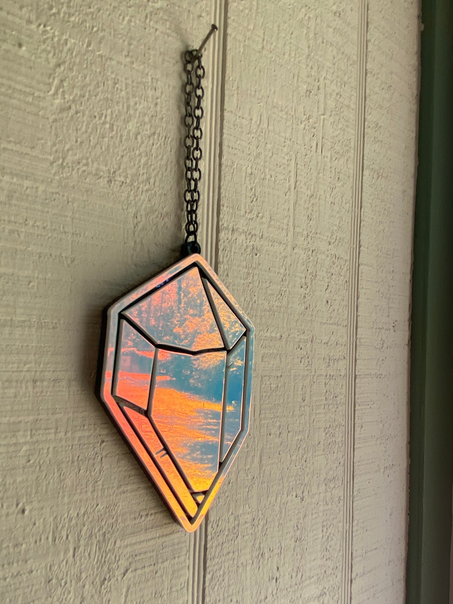 4” Crystal Full Dawn Prism on Clear Suncatcher