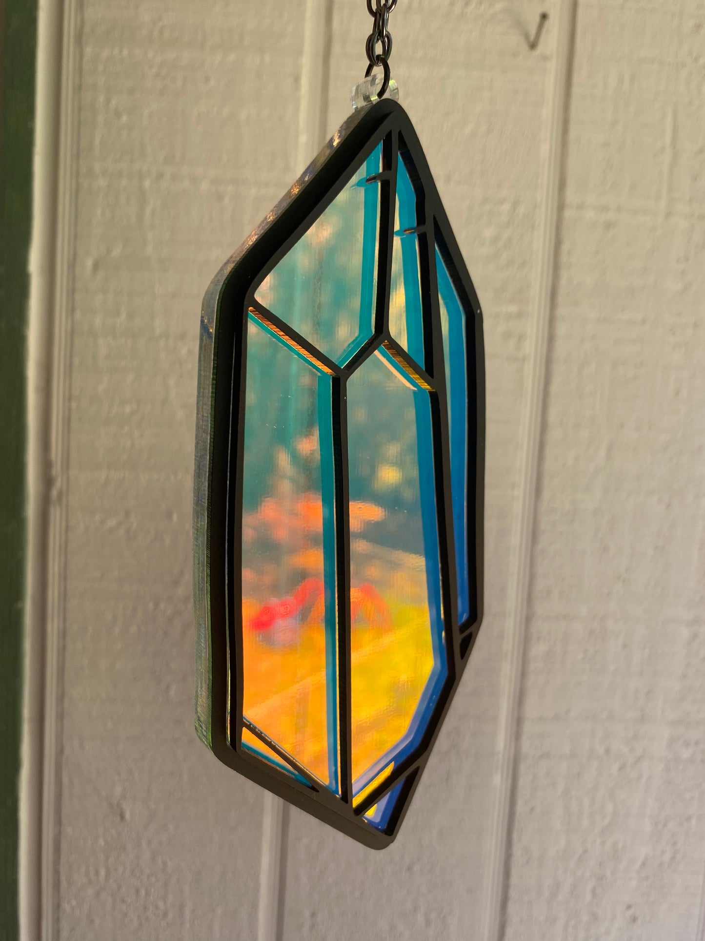6” Crystal Black Outline on Rainbow Suncatcher